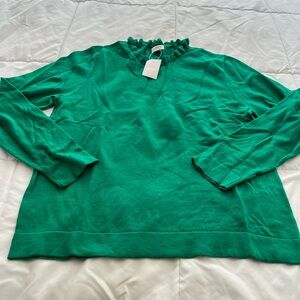 J Crew Ruffle Neck Sweater Large NWT